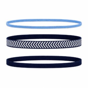 Haarband Sport 1cm – Elastiek - Anti-slip – Blauw - Set van 3