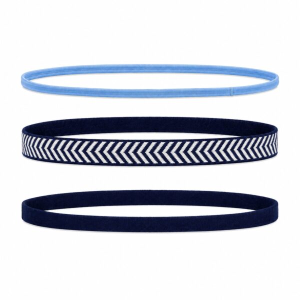 haarband-sport-set-blauw Haarband Sport 1cm – Elastiek - Anti-slip – Blauw - Set van 3