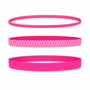 Haarband Sport 1cm – Elastiek - Anti-slip – Roze - Set van 3