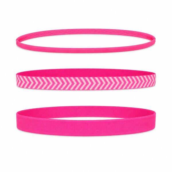 haarband-sport-set-fuchsia-roze Haarband Sport 1cm – Elastiek - Anti-slip – Roze - Set van 3