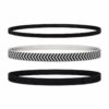 haarband-sport-set-zwart-wit Haarband Sport 1cm – Elastiek - Anti-slip – Zwart Wit - Set van 3