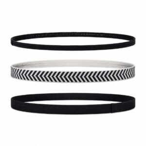Haarband Sport 1cm – Elastiek - Anti-slip – Zwart Wit - Set van 3
