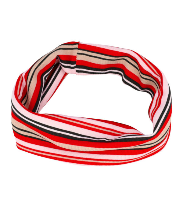 haarband streep stof rood groen_3 Haarband Stof 8cm - Streep Patroon - Rood