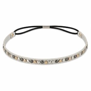 Haarband Sierband 1cm - Studs - Grijs Koper Zilver