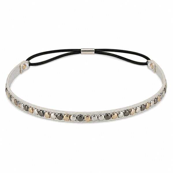 Haarband Sierband 1cm - Studs - Grijs Koper Zilver