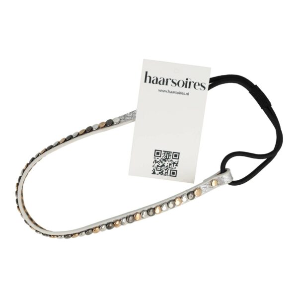 Haarband Sierband 1cm - Studs - Grijs Koper Zilver