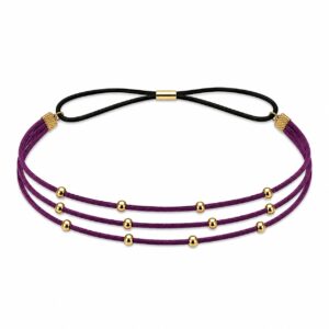 Haarband Kralen - Veter - Imitatieleer - Goud Paars