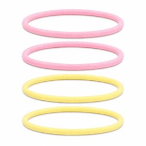 haarbanden-nylon-sport-geel-roze-set Haarband Sport 1cm - Endless Elastiek - Nylon - Roze Geel - Set van 4