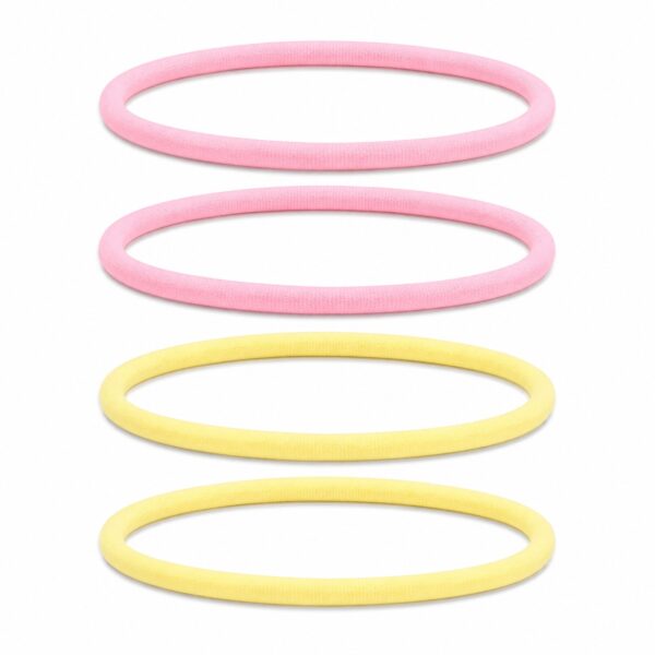 haarbanden-nylon-sport-geel-roze-set Haarband Sport 1cm - Endless Elastiek - Nylon - Roze Geel - Set van 4