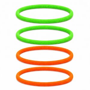Haarband Sport 1cm - Endless Elastiek - Nylon - Groen Oranje - Set van 4