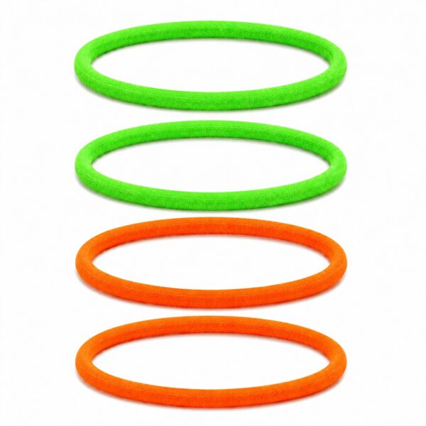 haarbanden-nylon-sport-oranje-groen-set Haarband Sport 1cm - Endless Elastiek - Nylon - Groen Oranje - Set van 4