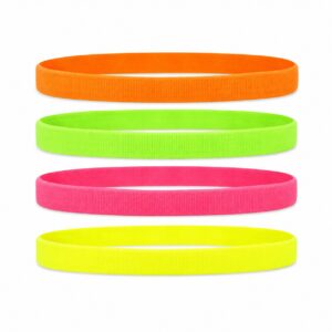 Haarband Sport 2cm - Elastiek - Neon - Geel Groen Roze Oranje - Set van 4