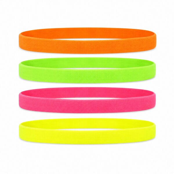 haarbanden-set-neon-kleuren Haarband Sport 2cm - Elastiek - Neon - Geel Groen Roze Oranje - Set van 4