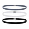 haarbanden-sport-zwart-wit-grijs-1cm Haarband Sport 1cm - Elastiek Smal - Zwart Wit Grijs - Set van 3
