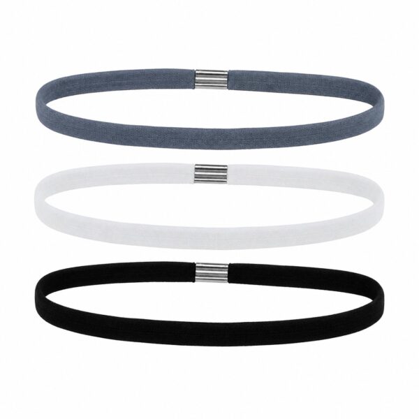 haarbanden-sport-zwart-wit-grijs-1cm Haarband Sport 1cm - Elastiek Smal - Zwart Wit Grijs - Set van 3