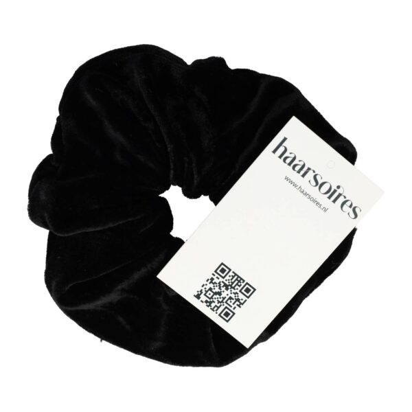 scrunchie-velvet_10 Haarelastiek Scrunchie – Basic – Velvet Stof – Zwart
