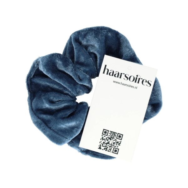 Haarelastiek Scrunchie – Basic – Velvet Stof – Jeans Blauw