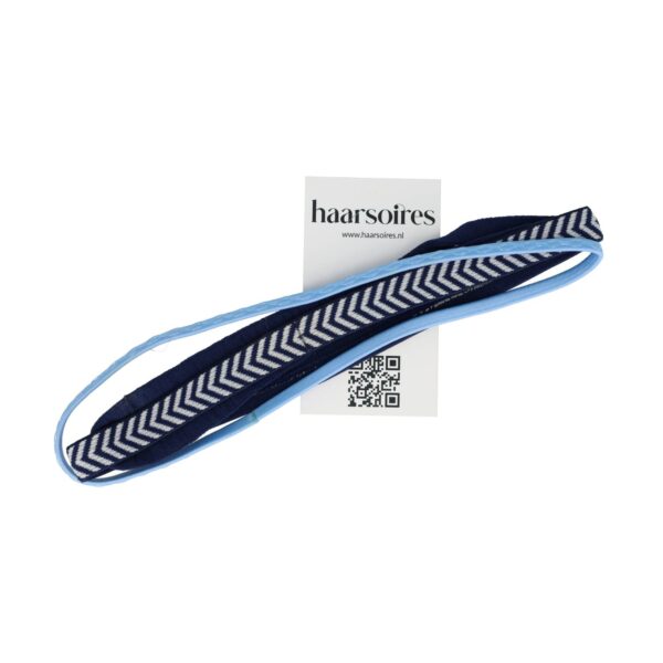 setje haarbanden sport elastiek_4 Haarband Sport 1cm – Elastiek - Anti-slip – Blauw - Set van 3