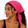 bandana-zakdoek-effen-fuchsia-roze-model Bandana Zakdoek 55x55cm – Effen – Fuchsia Roze