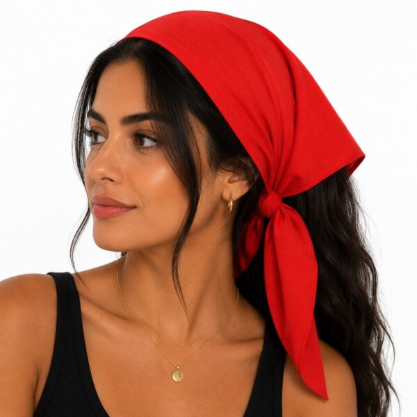 bandana-zakdoek-effen-rood-model Bandana Zakdoek 55x55cm – Effen – Rood