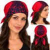 bandana-zakdoek-fantasieprint-rood-blauw-model Bandana Zakdoek 55x55cm – Fantasieprint – Rood Blauw