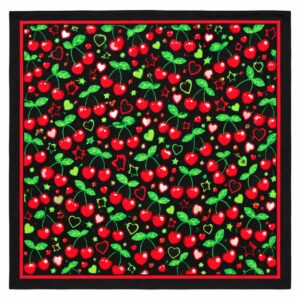 Bandana Zakdoek 55x55cm – Kersenprint – Zwart Rood