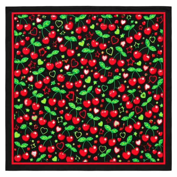 bandana-zakdoek-kersenprint-zwarte-rood Bandana Zakdoek 55x55cm – Kersenprint – Zwart Rood