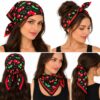 bandana-zakdoek-kersenprint-zwarte-rood-model-haarsoires Bandana Zakdoek 55x55cm – Kersenprint – Zwart Rood