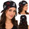 bandana-zakdoek-oosterse-drakenprint-zwart-model Bandana Zakdoek 55x55cm – Oosterse Drakenprint – Rood Wit Zwart