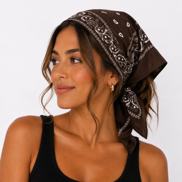 Bandana Zakdoek 55x55cm – Paisleyprint – Donkerbruin