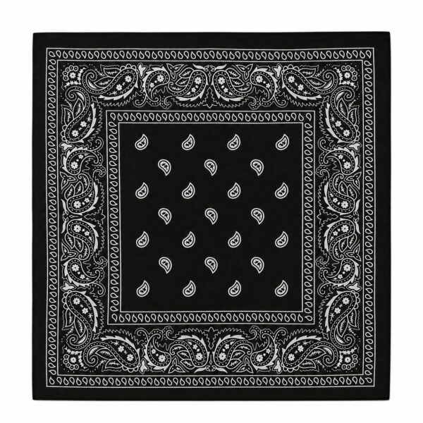 Bandana Zakdoek 55x55cm – Paisleyprint – Zwart
