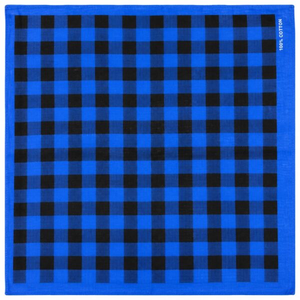 bandana-zakdoek-ruitprint-blauw-van-Haarsoires Bandana Zakdoek 55x55cm – Ruitprint – Blauw Zwart