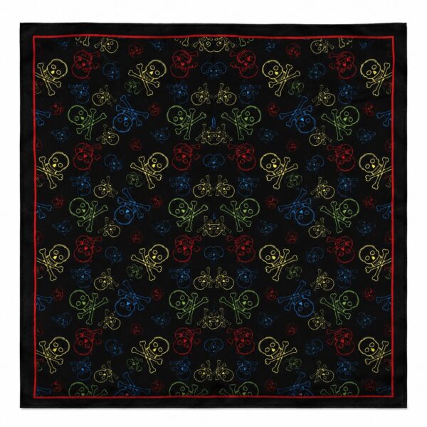 bandana-zakdoek-schedelprint-zwart-multicolor Bandana Zakdoek 55x55cm – Schedelprint – Zwart Multicolor