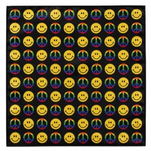 bandana-zakdoek-smileyprint-zwart-multicolor Bandana Zakdoek 55cm – Smileyprint – Zwart Geel