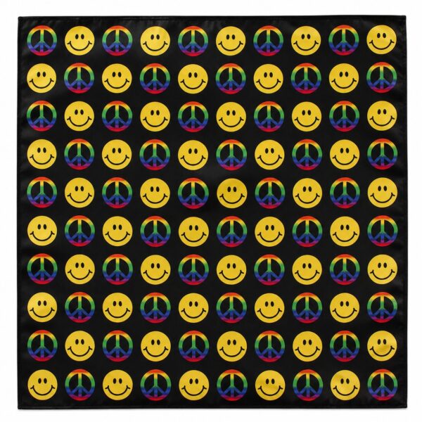 bandana-zakdoek-smileyprint-zwart-multicolor Bandana Zakdoek 55cm – Smileyprint – Zwart Geel