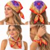 bandana-zakdoek-tie-dye-paisleyprint-rood-multicolor-op-model-van-Haarsoires Bandana Zakdoek 55x55cmcm - Tie-Dye - Paisleyprint - Rood - Multicolor