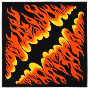 Bandana Zakdoek 55x55cm - Vlammenprint - Zwart Oranje Geel