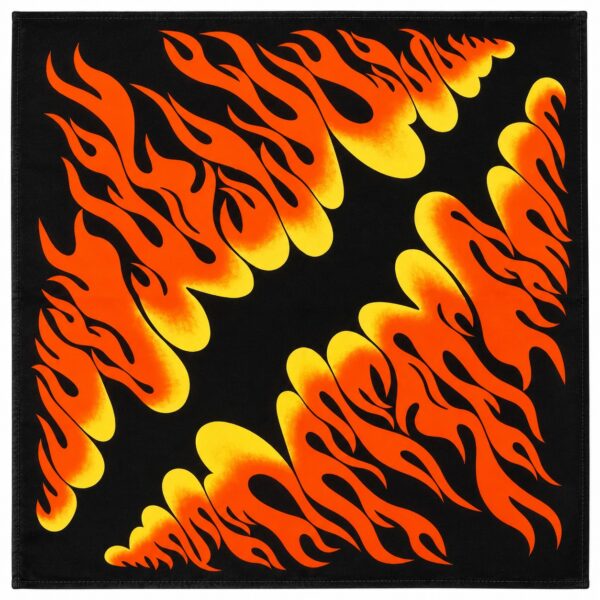 bandana-zakdoek-vlammenprint-zwart-oranje-geel-van-Haarsoires Bandana Zakdoek 55x55cm - Vlammenprint - Zwart Oranje Geel