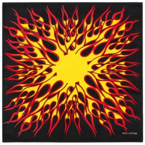 Bandana Zakdoek 55x55cm – Vlammenprint – Zwart Rood Geel
