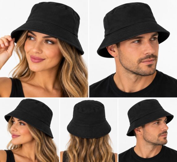 Bucket Hat Hoedje – Effen – Zwart