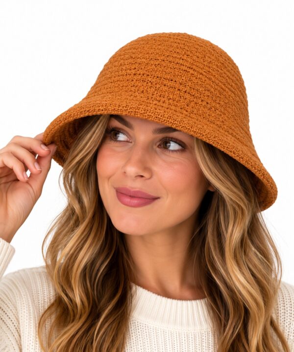 Bucket Hat Hoedje – Gebreid – Oranje