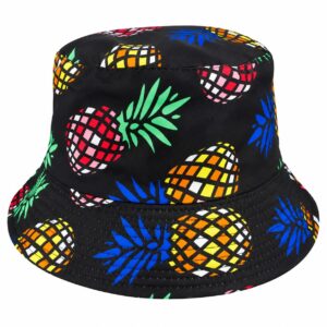 bucket-hat-paisleyprint-ananasprint-zwart-multicolor-van-Haarsoires Bucket Hat Hoedje – Ananasprint - Zwart Multicolor