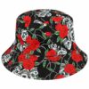bucket-hat-paisleyprint-rozen-schedelprint-zwart-rood-van-Haarsoires Bucket Hat Hoedje – Rozen Schedelprint – Zwart Rood