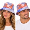 Bucket Hat Hoedje – Tie-Dye Print – Blauw Oranje
