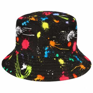 bucket-hat-spetterprint-zwart-van-Haarsoires Bucket Hat Hoedje - Spetterprint - Zwart Multicolor
