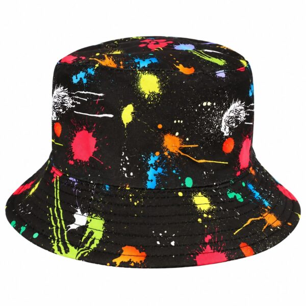 bucket-hat-spetterprint-zwart-van-Haarsoires Bucket Hat Hoedje - Spetterprint - Zwart Multicolor