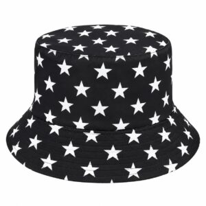 bucket-hat-sterrenprint-zwart-van-Haarsoires Bucket Hat Hoedje - Sterrenprint - Zwart