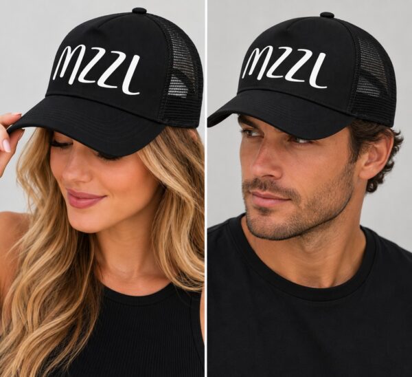cap-mzzl-zwart-op-model-van-Haarsoires Cap Pet - MZZL - Mesh - Zwart