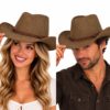 cowboyhoed-linnenlook-bruin-op-model-van-Haarsoires Cowboyhoed - Western Hoed - Linnenlook - Bruin