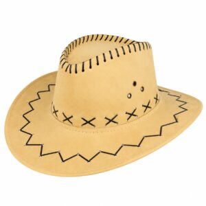 cowboyhoed-met-stiksel-beige-van-Haarsoires Cowboyhoed - Western Hoed met Stiksel - Beige